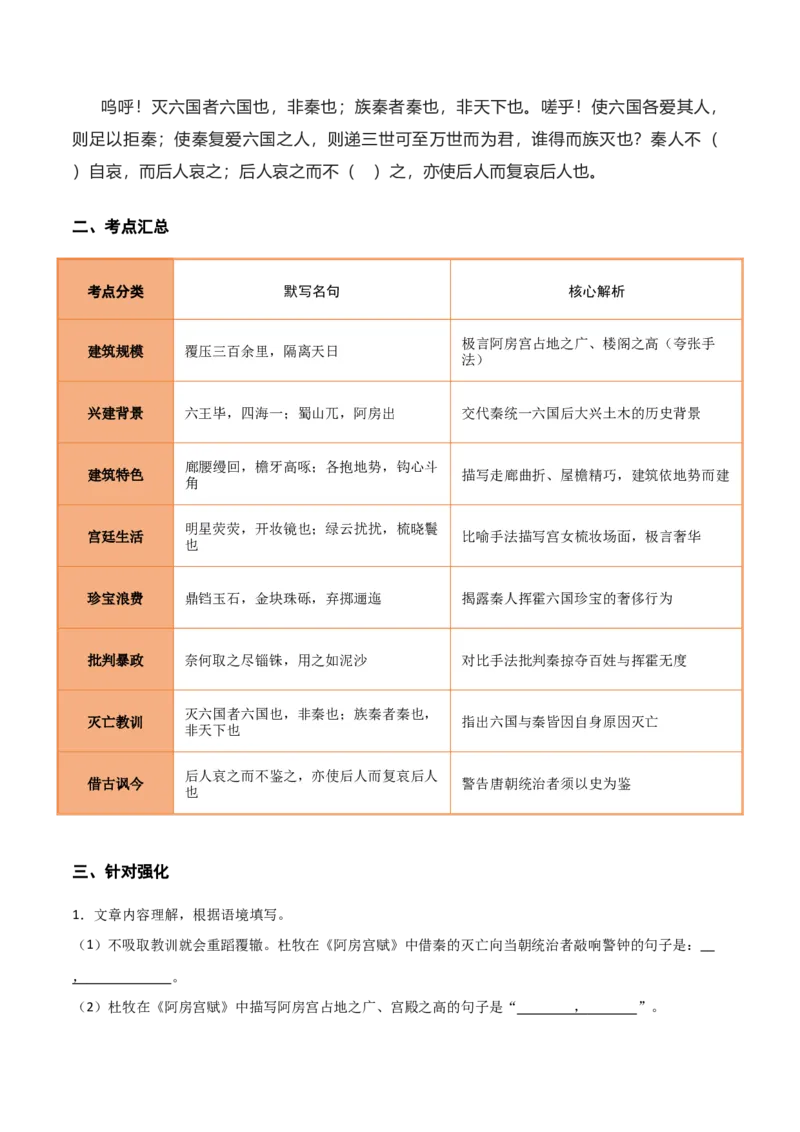 《第14练必修下册《阿房宫赋》理解性默写（学生版)_高考一二三轮复习_语文_2026年-语文专项复习_2026年高考语文古诗文名句名篇默写每日一练（统编版）-G182_资料_2026版》第2页预览