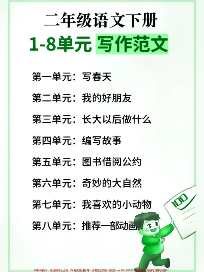 《二年级下册语文1-8单元小作文#教育#每天学习一点点#学习#二年级#小学作文_最新小学1-9年级各科+幼升小+综合类学习资源汇总包_二年级一线老师整理版资源（全网独家）》第1页预览