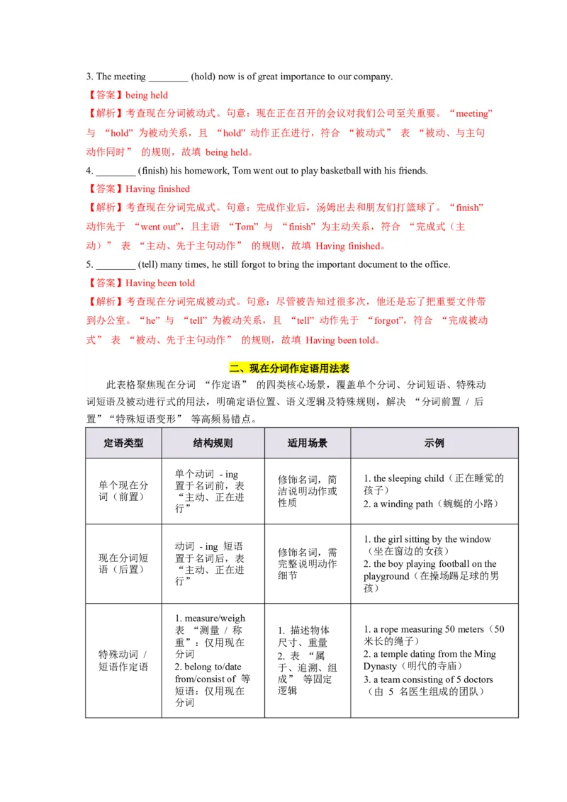 《第11讲现在分词（教师版）_高考一二三轮复习_英语_2026年-英语高考专项复习_292026届高考英语核心语法重难点专项突破（全国通用）》第3页预览