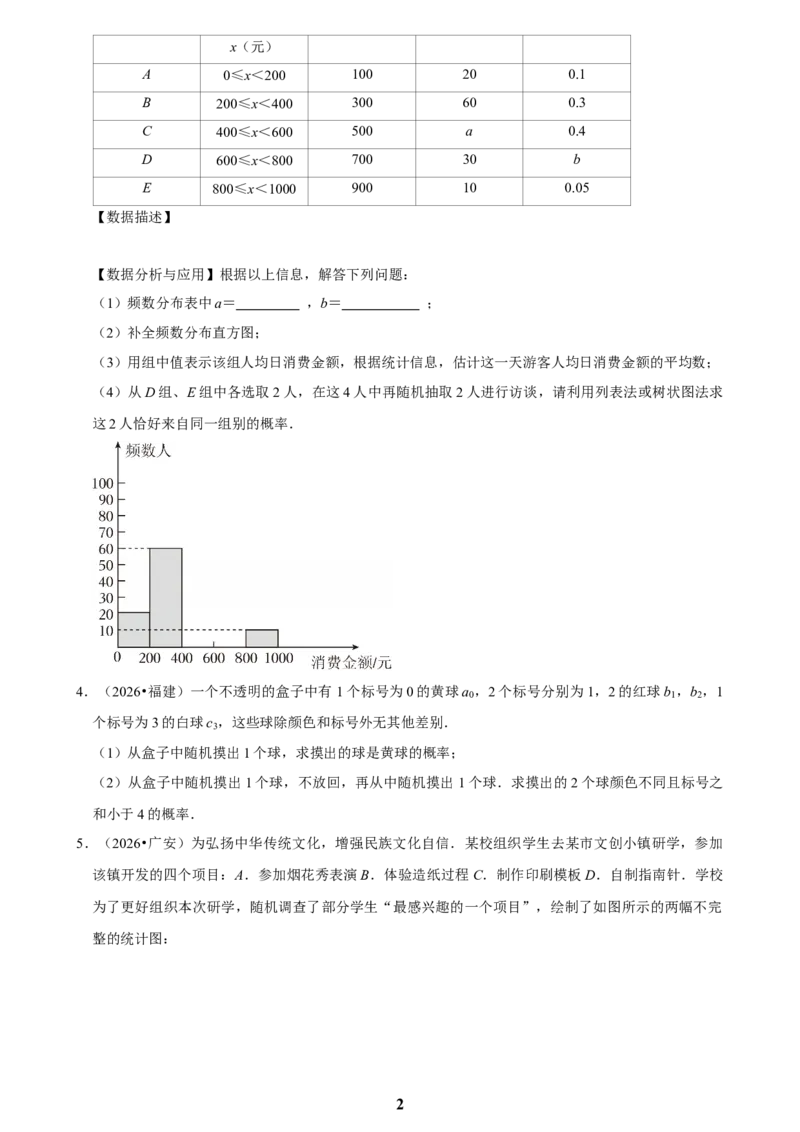 《概率(三)_2026秋初中教辅合集_2027学科网&_2027新好题汇编_2027知识点汇编2026年中考数学真题知识点汇编（全国通用）》第2页预览