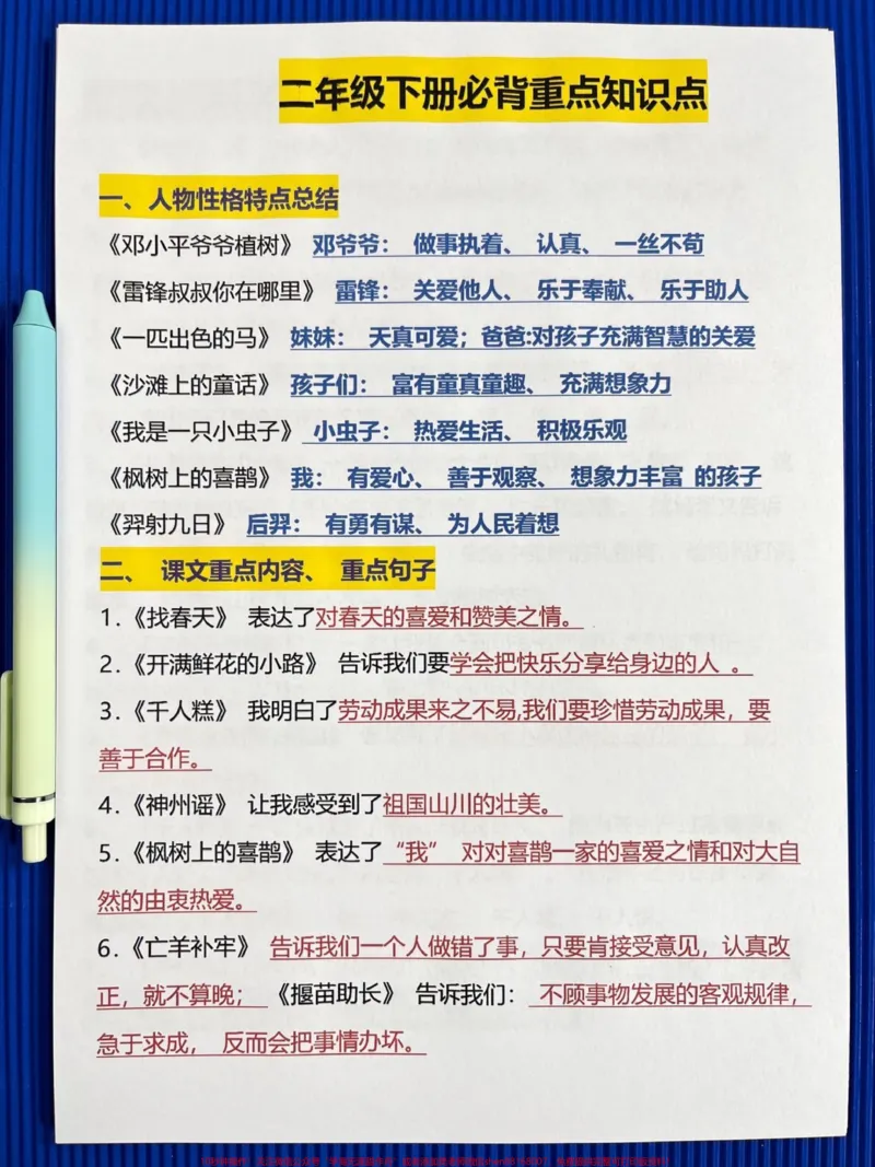 《二年级语文下册全册重点难点核心资料,一共14页都是精华部分知识点,老师精心整理,家长收藏给孩子打印出来吧!#二年级语文 #二年级下册语文 #二年级下册 #二年级语文预习 #二年级语文下册》第2页预览