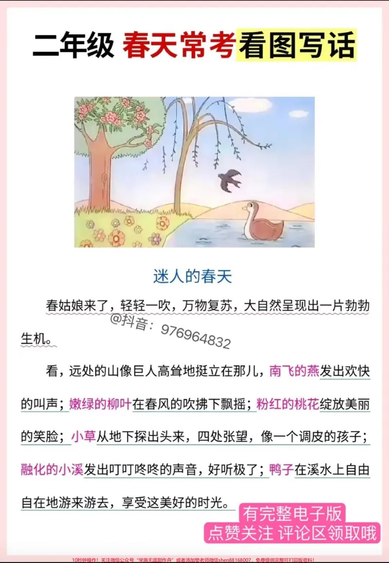 《二年级第一单元常考看图写话。《春天》常考看图写话范文#家长收藏孩子受益#二年级#二年级语文#看图写话#一二年级看图写话_最新小学1-9年级各科+幼升小+综合类学习资源汇总包》第2页预览