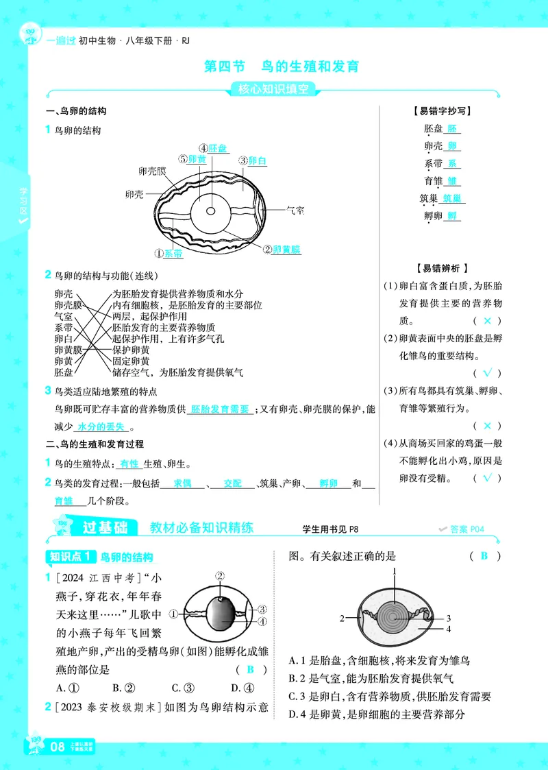 《2025《初中生物•一遍过》八下(RJ)_初中全科知识点总结和试卷_赠送习题试卷_初中3年学习辅助资料_1、初中学习资料_24秋试卷_2025春季初中《一遍过》下册_教学用书》第8页预览