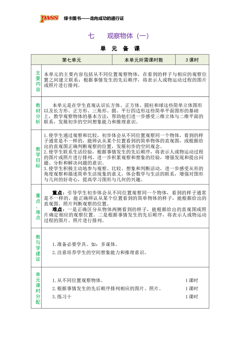 《第七单元备课_26春小学语数英道科各版本《课件+教案》_26春各版本数学《课件+教案》1-6年级下册_26春苏教版数学1-6年级下册教案课件PPT_苏教版数学一年级下册教案课件（26春）_第七单元》第1页预览