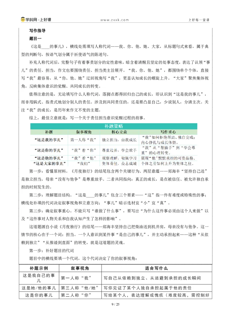 《河南统考卷：（“这是____的事儿”和习惯话题作文二选一）-2026年中考语文作文真题解读_2026秋初中教辅合集_2027学科网&_2027中考作文2026年全国各省市中考作文真题解读完整版》第9页预览