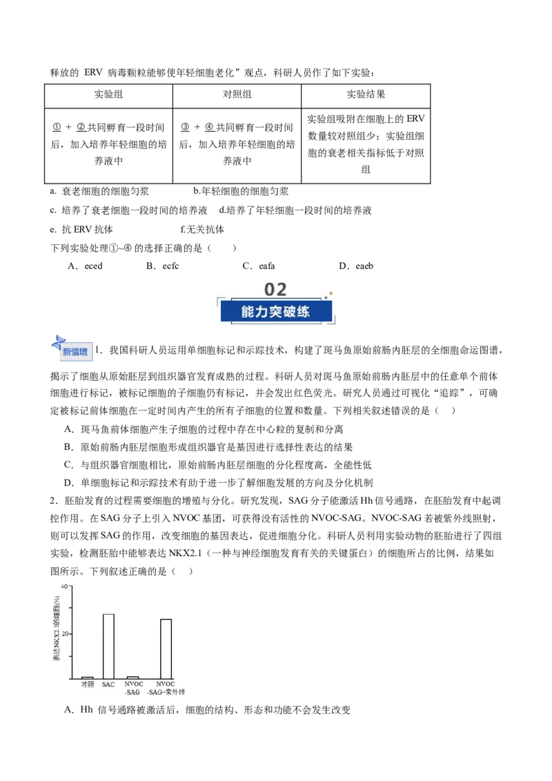 《第15讲细胞的分化、衰老和死亡（专项训练）（福建专用）（学生版）_高考一二三轮复习_生物_2026年高考生物一轮_2026年高考生物一轮课件+讲义+练习（福建专用）-G328》第6页预览