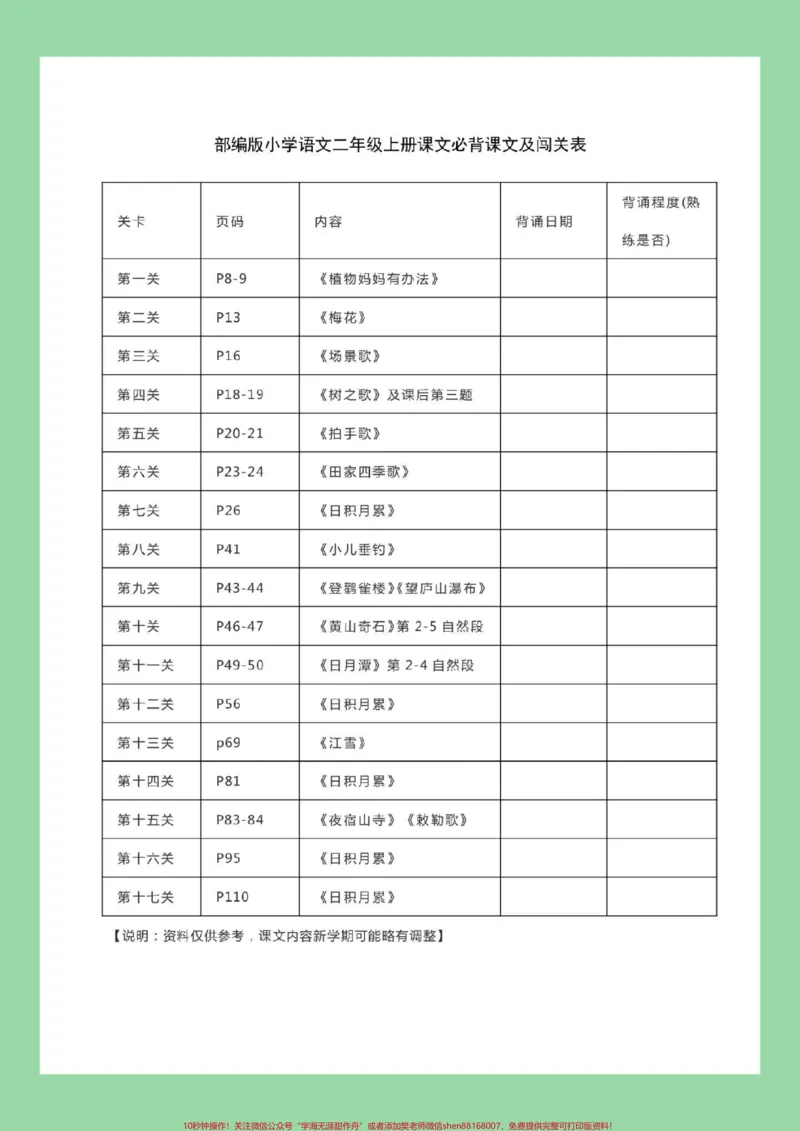 《#二年级语文#必考考点#暑假作业》第2页预览