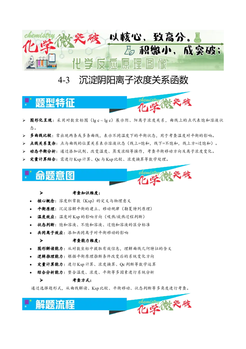 《4-3沉淀阴阳离子浓度关系函数（学生版）_高考一二三轮复习_化学_2026年-化学高考专项复习_22026年高考化学培优微突破讲义（全国通用）》第1页预览