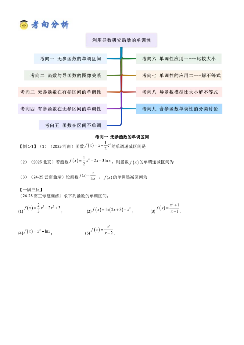 《3.2利用导数研究函数的单调性（精讲）（学生版）_高考一二三轮复习_数学_2026年_2026年高考数学一轮复习一隅三反（新高考新题型）-G88_资料_2026版》第5页预览