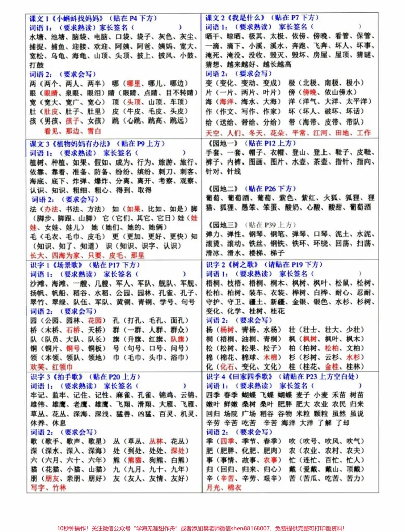 《二年级上册课课贴。#每天学习一点点#语文#小学语文#二年级#二年级语文》第1页预览