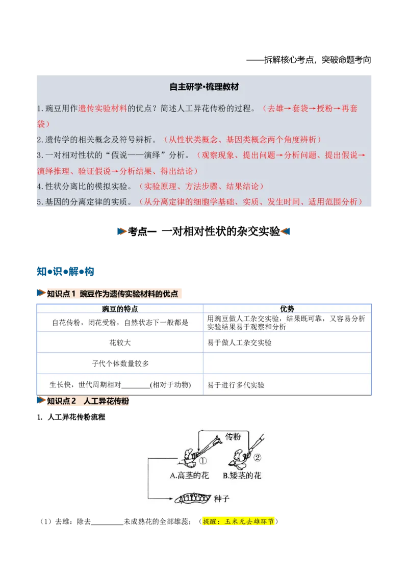 《第15讲分离定律（复习讲义）（全国通用）（学生版）_高考一二三轮复习_生物_2027年高考生物一轮_2027年高考生物一轮复习讲义+练习+课件（新教材新高考）-G55_2027版》第5页预览