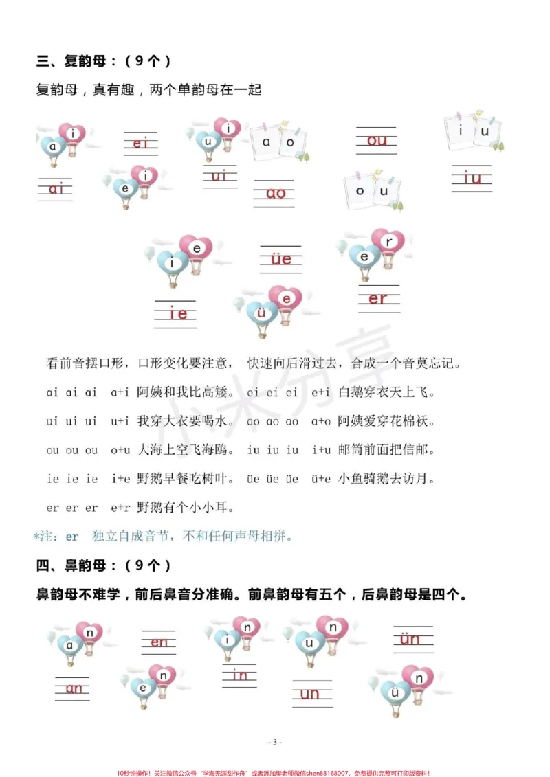 《#学拼音#幼小衔接#一年级语文汉语拼音重点家长保存打印吧_最新小学1-9年级各科+幼升小+综合类学习资源汇总包_价值20万元!最新小学1-9年级各科+幼升小+综合类学习资源汇总包》第3页预览