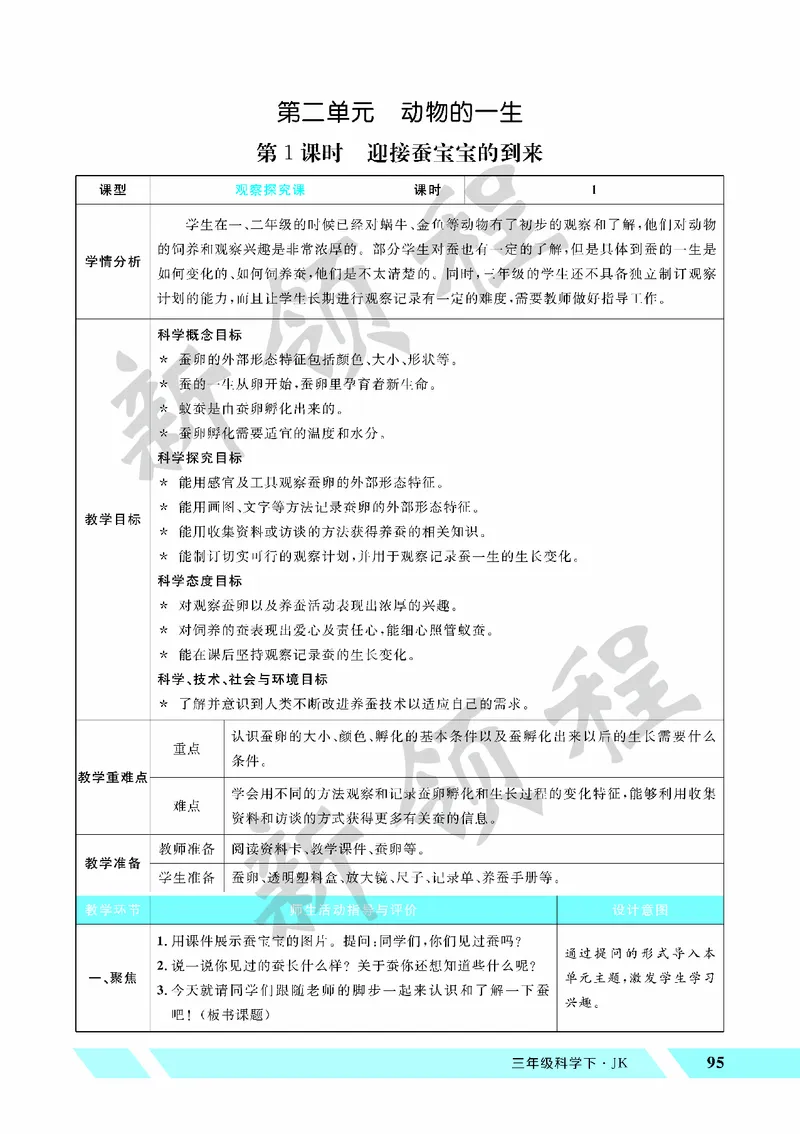 《教案—第1课时迎接蚕宝宝的到来_26春小学语数英道科各版本《课件+教案》_26春教科版科学《课件+教案》1-6年级下册_四下_教学课件—第二单元动物的一生_教学课件—第二单元动物的一生》第1页预览