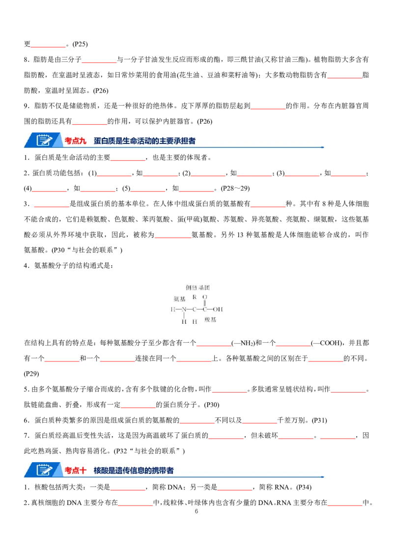 《2024届高考生物知识总结快速记忆挖空版（共79页）_初高中资料库_高中资料库（转存避免链接过期失效）_高中生物》第6页预览