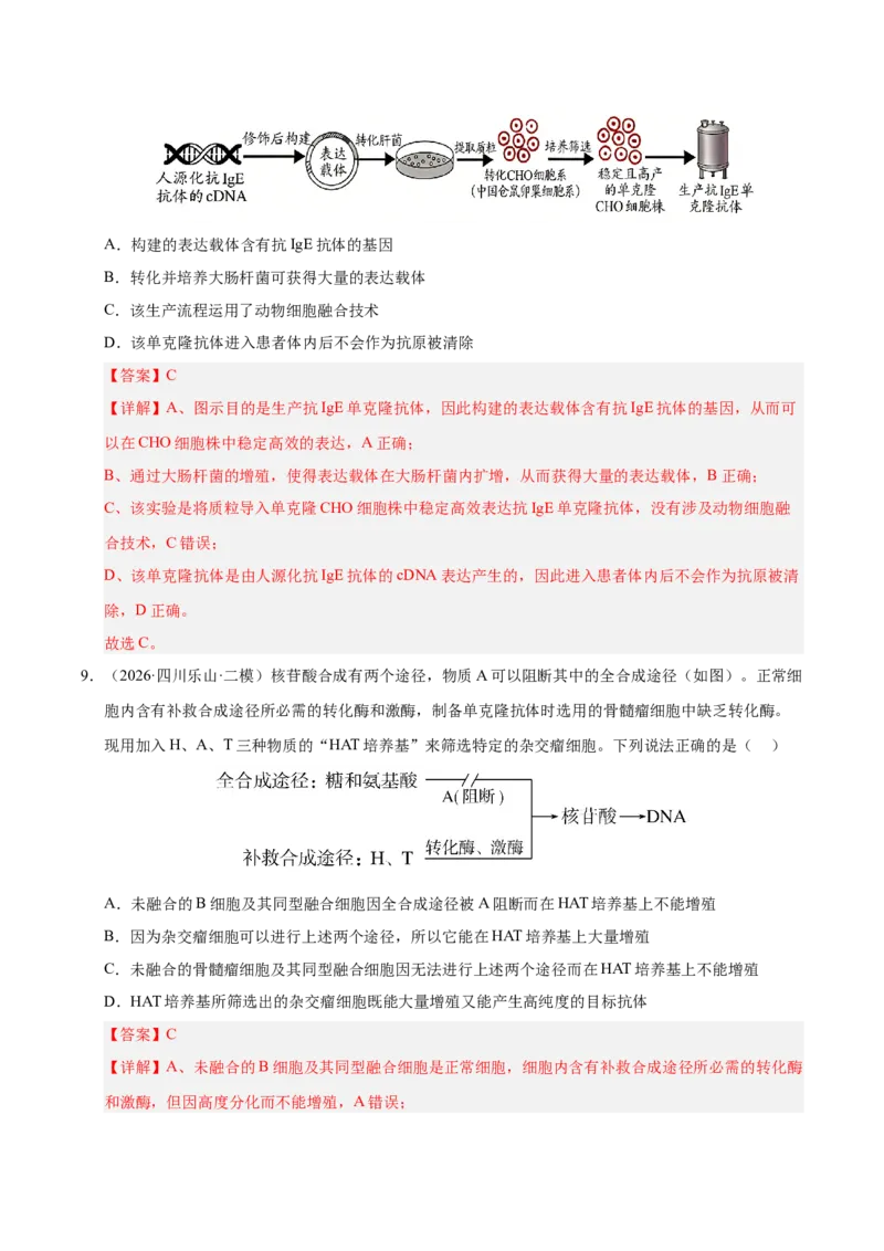 《专题09动物细胞工程和胚胎工程（2大考点）（教师版）(1)_高考一二三轮复习_生物_2027年高考生物专项_2026年高考生物二模试题分类汇编（四川专用）-G282_2026版》第6页预览