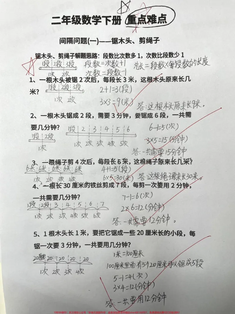 《二年级下册数学重难点《间隔问题》#二年级#一年级#知识分享#原创#宝妈_最新小学1-9年级各科+幼升小+综合类学习资源汇总包_二年级一线老师整理版资源(全网独家)》第1页预览