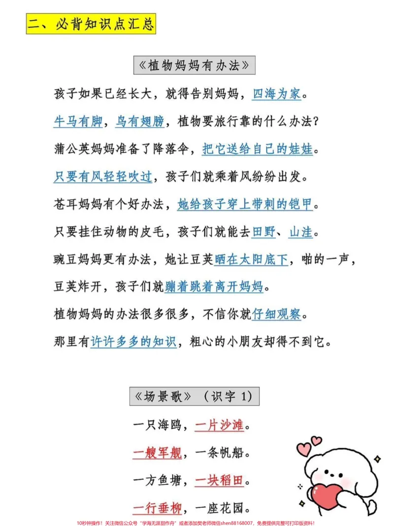 《二年级上册语文课内必背知识汇总。二年级上册语文常考易考题,老师给大家整理出来了。家长给孩子打印一份出来学习。都是考试常考必考知识点,有电子版可打印,家长快给孩子打印出来学习吧!#必考考点#二年级语文#知识点总结@qunju888.com小助手》第3页预览