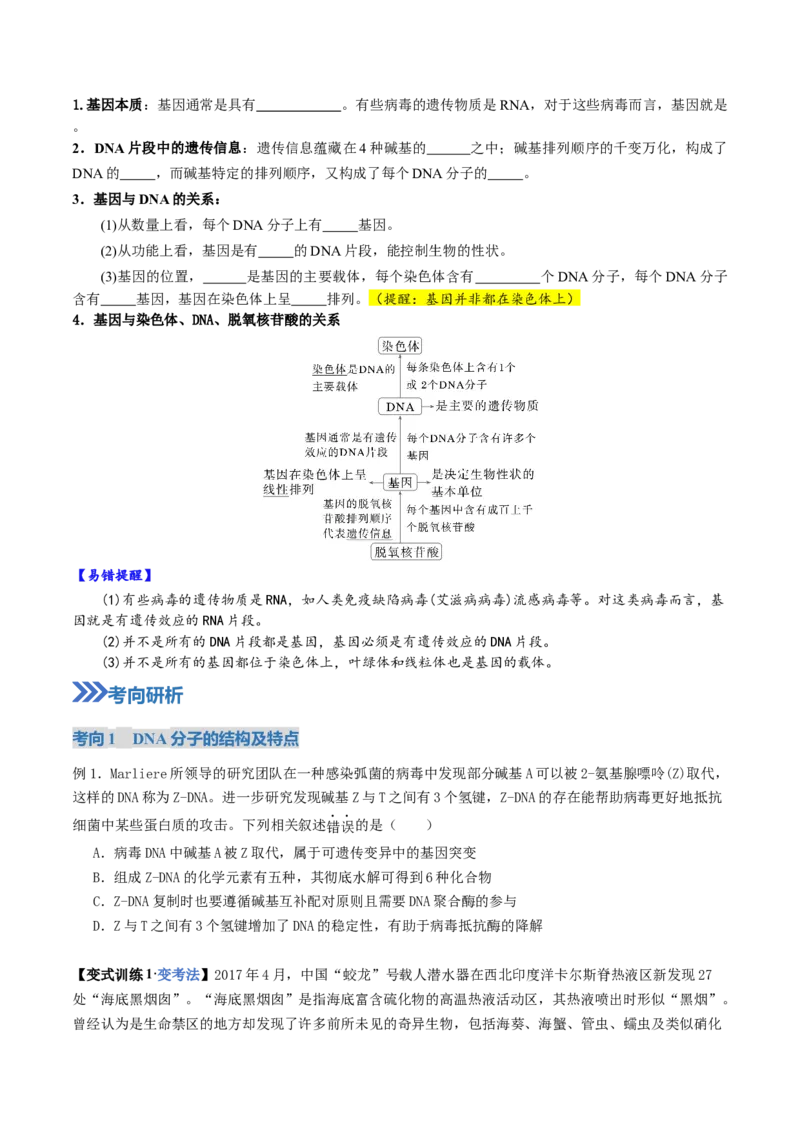 《第20讲DNA的结构、复制与基因的本质（复习讲义）（全国通用）（原卷版）_高考一二三轮复习_生物_2026年高考生物一轮_2026年高考生物一轮复习讲义+练习+课件（新教材新高考）-G55_2026版》第6页预览