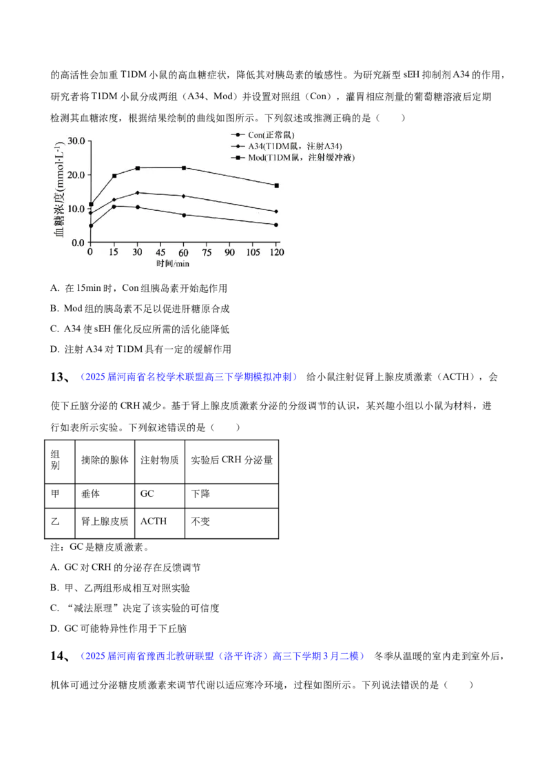 《专题09体液调节（学生版）_高考一二三轮复习_生物_2026年-生物高考专项复习_2025年高考生物一模试题分类汇编（河南专用）》第5页预览