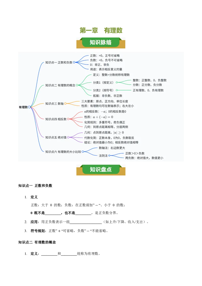 《第一章有理数（六大考点+四大易错+易错训练）（知识清单）（挖空版）_2026秋初中教辅合集_2027学科网&_2026秋《同步备课系列》7上数学_第四章整式的加减_单元复习》第1页预览