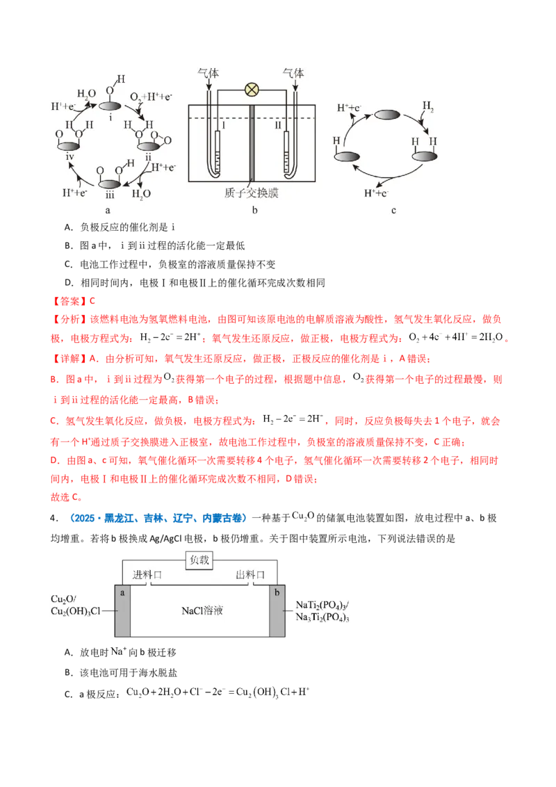 《专题08电化学综合（教师版）_高考一二三轮复习_化学_2026年-化学高考专项复习_2025年高考真题和模拟题化学分类汇编（全国通用）-G70》第3页预览