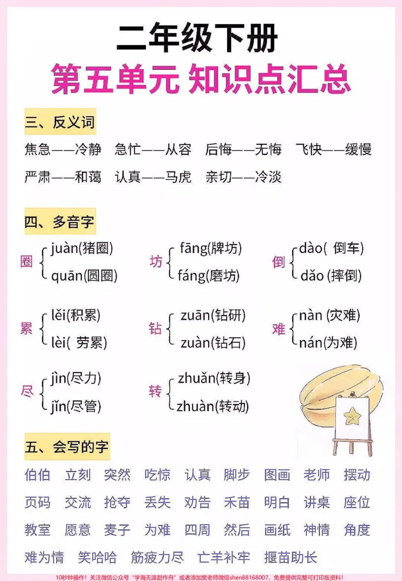 《二年级语文下册第五单元知识点汇总。二年级语文下册第五单元知识点汇总#第五单元#二年级#二年级语文下册#知识分享#家长收藏孩子受益_二年级一线老师整理版资源（全网独家）》第3页预览