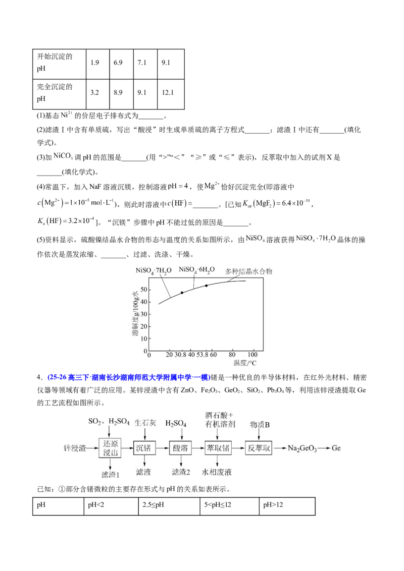 《专题08工艺流程综合化学实验综合（学生版）(1)_高考一二三轮复习_化学_2027年高考化学专项复习_2026年高考化学一模试题分类汇编（湖南专用）-G236_2026版》第3页预览
