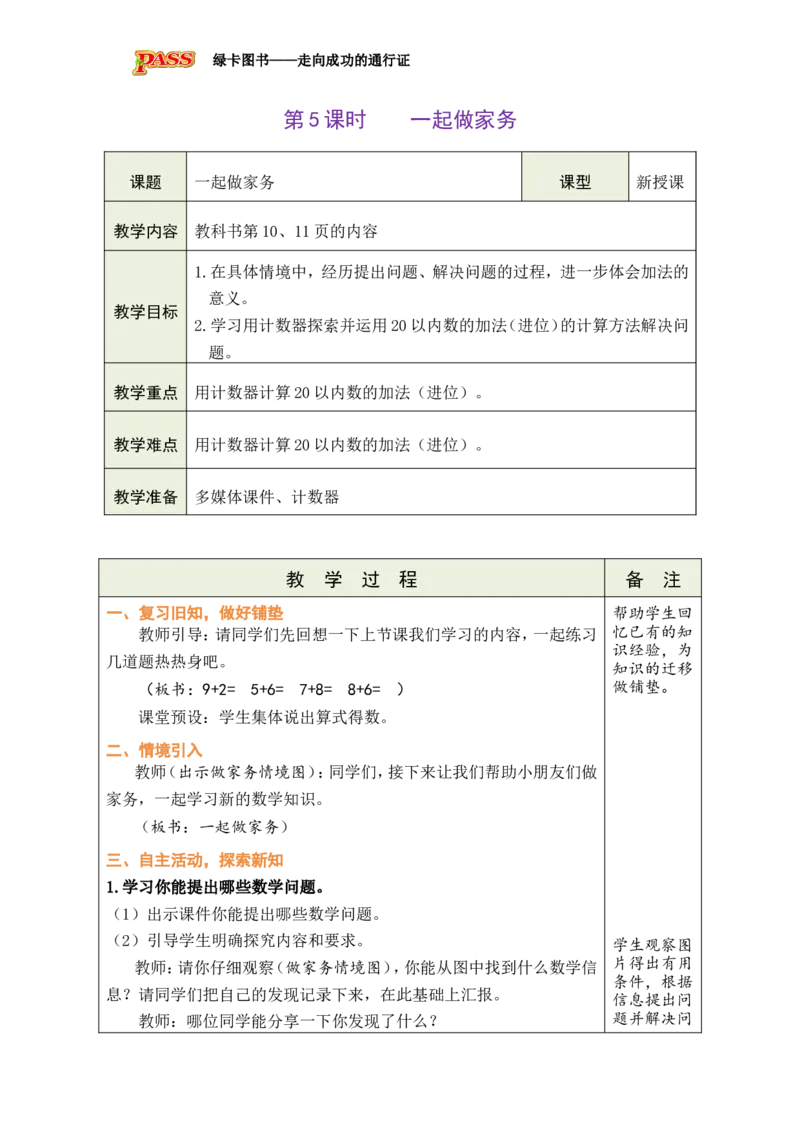 《第5课时一起做家务_26春小学语数英道科各版本《课件+教案》_26春各版本数学《课件+教案》1-6年级下册_26春北师大版数学1-6年级下册教案课件PPT_26春绿卡学霸-1数-北师-备课教案》第1页预览