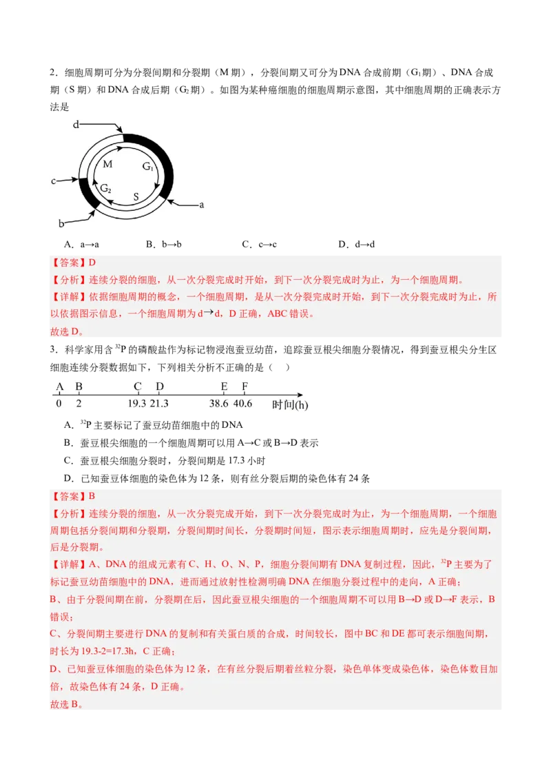 《第11讲细胞增殖（专项训练）（黑吉辽蒙专用）（教师版）_高考一二三轮复习_生物_2026年高考生物一轮_2026年高考生物一轮课件+讲义+练习（黑吉辽蒙专用）-G330》第2页预览
