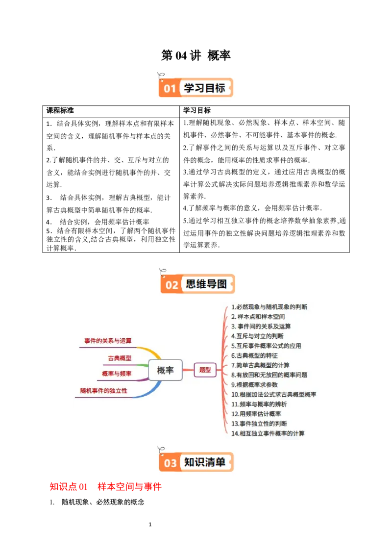 《第13讲概率教师版-高中数学人教B版讲义（必修二）_2027高中必刷题_必刷题2027_2027高一高二必刷题_数学_YZ-133-高中数学同步精讲B版高一二三基础+培优讲义+专题练习word版电子_2025版》第1页预览