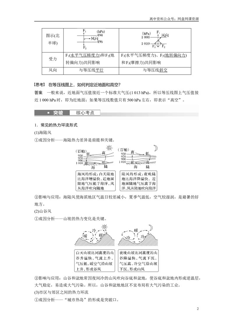 《2024年高考地理一轮复习（新人教版）第1部分　第3章　第1讲　课时13　热力环流　大气的水平运动——风_初高中资料库_高中资料库（转存避免链接过期失效）_高中地理》第2页预览