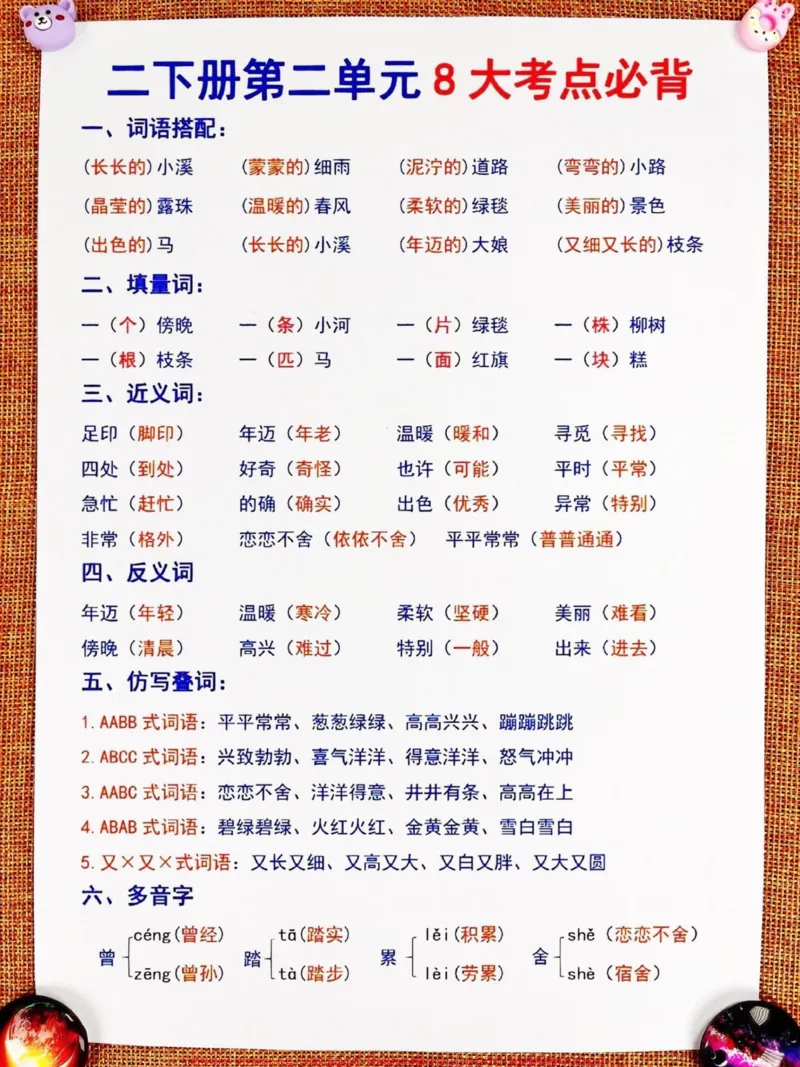 《二年级语文下册1-4单元必考考点期中复习。,老师精心整理,家长给孩子打印出来练习吧!#二年级语文下册 #必考考点 #期中复习 #知识点总结 #二年级语文》第3页预览