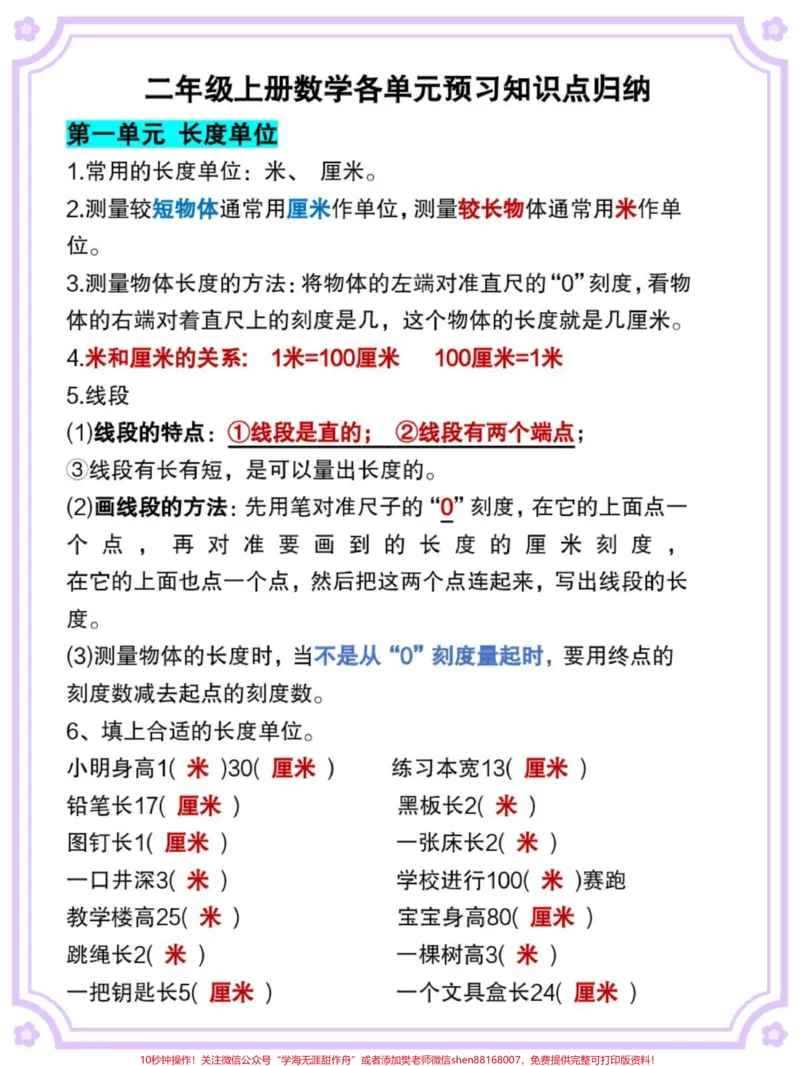 《二年级上册数学每个单元知识点归纳总结。#知识点总结#二年级#二年级数学#数学#二年级上册数学》第2页预览
