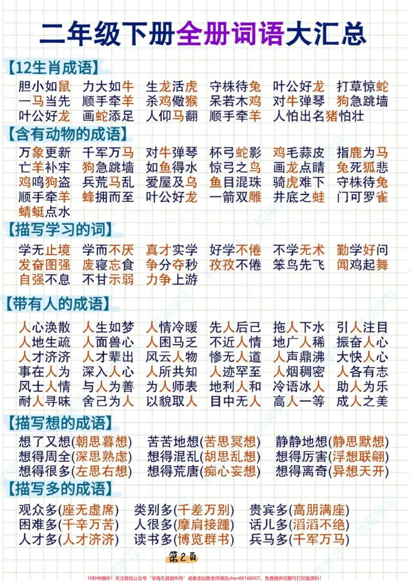 《二年级下册语文全册词语汇总#二年级语文下册#词语积累#关注我持续更新小学知识#小学语文知识点#知识点总结@qunju888.com小助手@qunju888.com热点@qunju888.com创作者中心》第2页预览