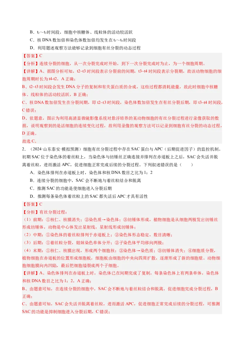 《第13讲细胞的增殖（专项训练）（安徽专用）（教师版）_高考一二三轮复习_生物_2026年高考生物一轮_2026年高考生物一轮课件+讲义+练习（安徽专用）-G326》第10页预览