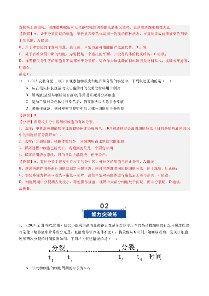 《第13讲细胞的增殖（专项训练）（安徽专用）（教师版）_高考一二三轮复习_生物_2026年高考生物一轮_2026年高考生物一轮课件+讲义+练习（安徽专用）-G326》第9页预览