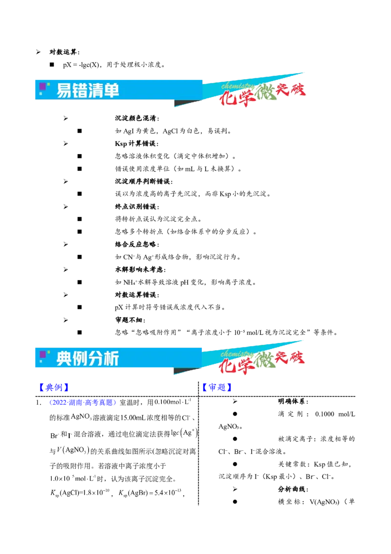 《4-1沉淀滴定曲线图像（教师版）_高考一二三轮复习_化学_2026年-化学高考专项复习_22026年高考化学培优微突破讲义（全国通用）》第3页预览