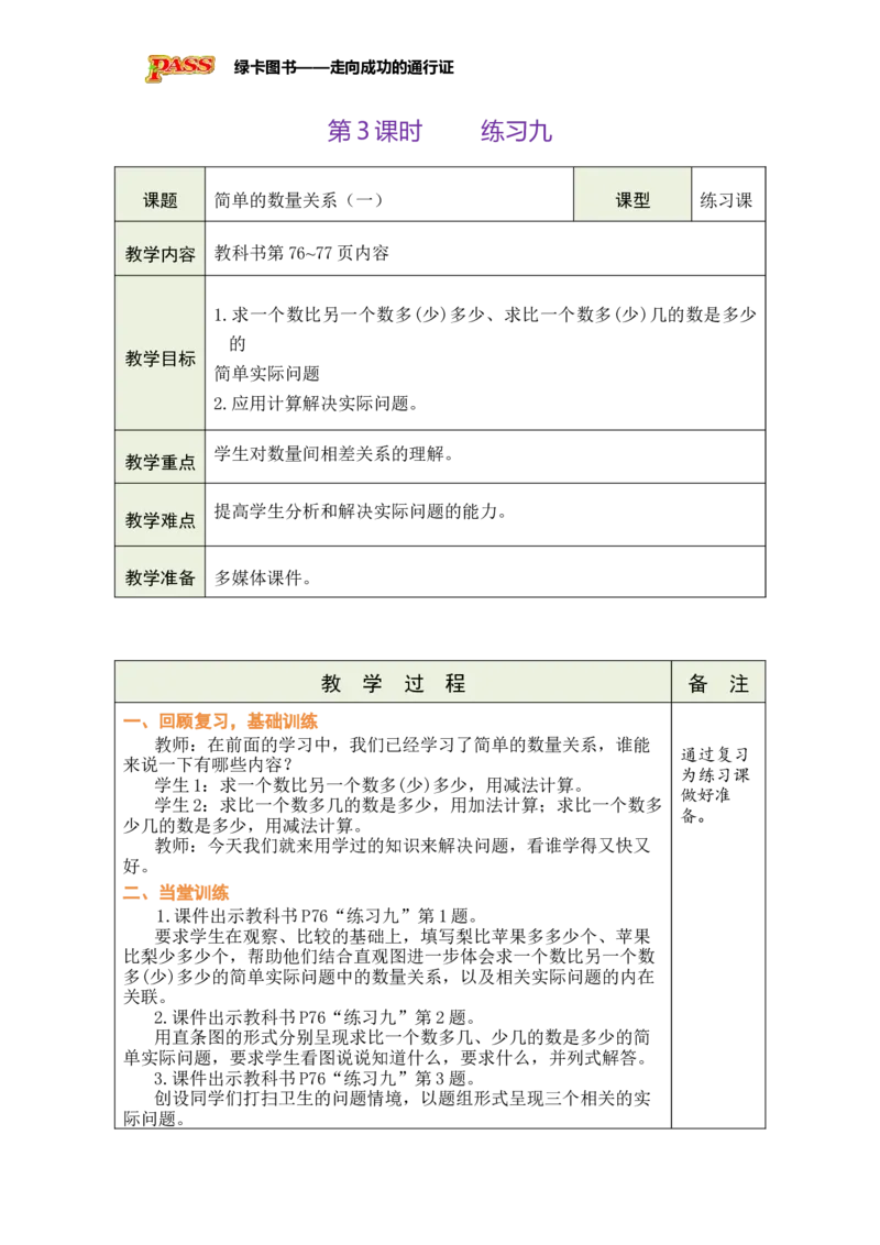 《第3课时练习九_26春小学语数英道科各版本《课件+教案》_26春各版本数学《课件+教案》1-6年级下册_26春苏教版数学1-6年级下册教案课件PPT_苏教版数学一年级下册教案课件（26春）_第六单元》第1页预览