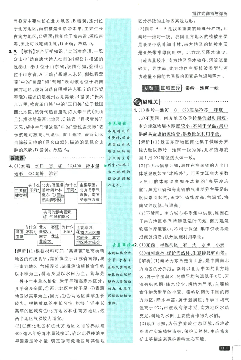 《2025版《初中必刷题》地理RJ8下批注式详答与详析_初中全科知识点总结和试卷_赠送习题试卷_初中3年学习辅助资料_2、2025初中必刷题合集_25春必刷题初中下册》第5页预览