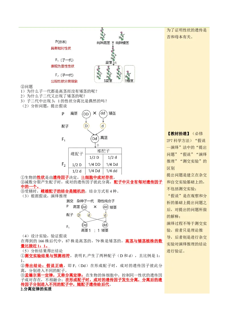 《第15讲分离定律（知识清单）（全国通用）（学生版）_高考一二三轮复习_生物_2027年高考生物一轮_2027年高考生物一轮复习讲义+练习+课件（新教材新高考）-G55_2027版》第5页预览