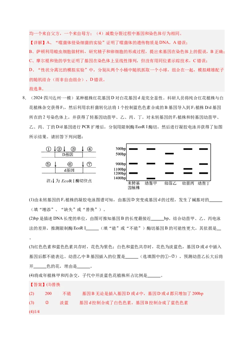 《专题08遗传的基本规律（教师版）_高考一二三轮复习_生物_2026年-生物高考专项复习_2025年高考生物一模试题分类汇编（四川专用）》第6页预览