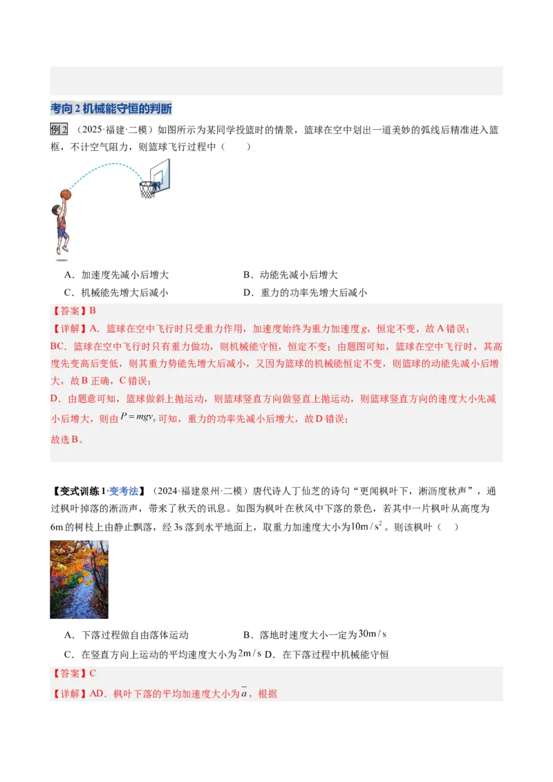 《第20讲机械能守恒定律（复习讲义）（福建专用）（教师版）_高考一二三轮复习_物理_2026年_2026年高考物理一轮课件+讲义+练习（福建专用）-G328(1)》第8页预览