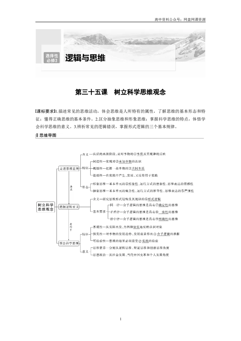 《2024年高考政治一轮复习（部编版）选择性必修3　第315课　课时1　思维与科学思维_初高中资料库_高中资料库（转存避免链接过期失效）_高中政治》第1页预览