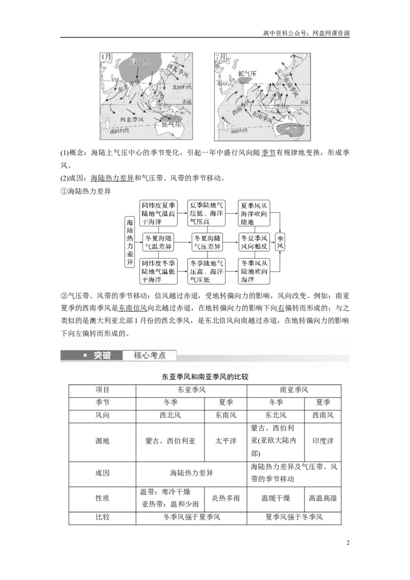 《2024年高考地理一轮复习（新人教版）第1部分　第3章　第3讲　课时17　海陆分布对气压带和风带的影响_初高中资料库_高中资料库（转存避免链接过期失效）_高中地理》第2页预览