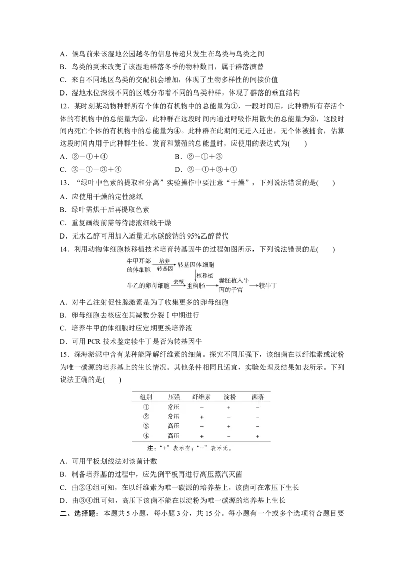 《生物2025年高考真题——山东卷（精校版）(1)_2026版高中《二三轮复习+冲刺复习》_2021-2025生物高考题_2025生物高考题_学生》第3页预览