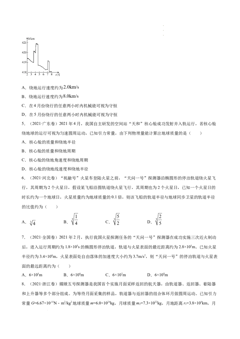《专题05万有引力定律和航天-三年（2020-2022）高考物理真题分项汇编（全国通用）（原卷版）_初高中资料库_高中资料库（转存避免链接过期失效）_高中物理》第5页预览