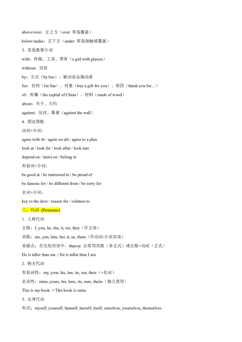 《专题08介词与代词（清单+专项训练）（学生版）_高考一二三轮复习_英语_2026年-英语高考专项复习_2026年高考英语临考终极必记词汇&必练题型-G456_资料_2026版》第2页预览