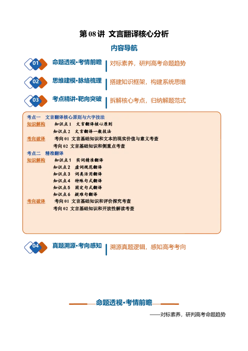《第08讲文言翻译核心分析（复习讲义）（全国通用）（学生版）_高考一二三轮复习_语文_2027年一轮语文更新啦_2027年高考语文一轮复习讲义+练习+课件（新教材新高考）-G55_2027版》第1页预览
