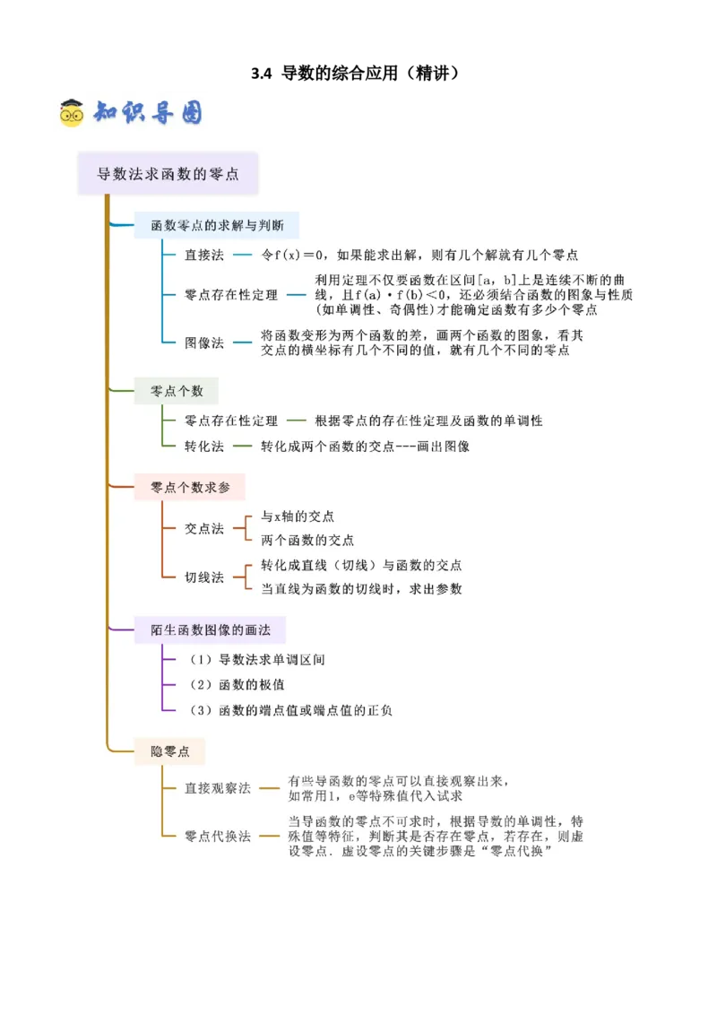 《3.4导数的综合应用（精讲）（学生版）_高考一二三轮复习_数学_2026年_2026年高考数学一轮复习一隅三反（新高考新题型）-G88_资料_2026版》第1页预览