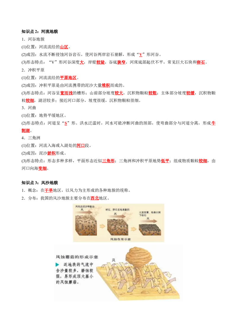 《第4章地貌（教师版）-高中地理知识总结（人教版必修第一册）_2027高中必刷题_必刷题2027_2027高一高二必刷题_地理_人教版必修1-高中地理_人教版必修1高中地理知识总结-分章节》第2页预览